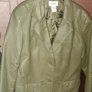 Chadwick's Leather Blazer, Olive Green